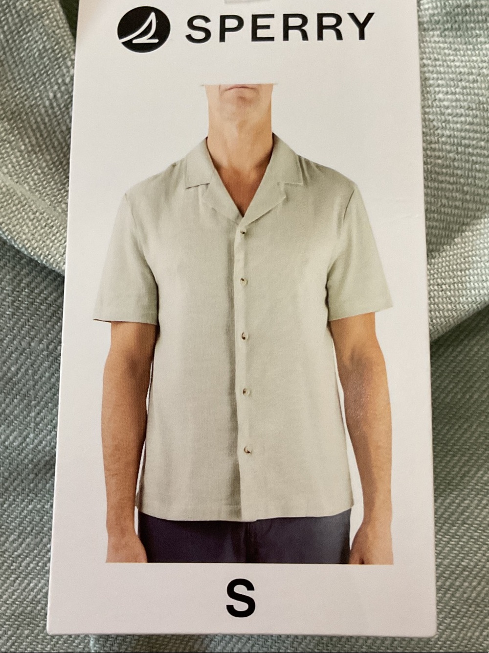 Sperry Short-Sleeve Button-Front Shirt in Sage Green